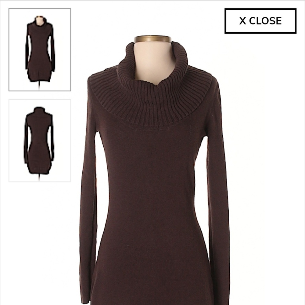Bcbg cow neck sweater dress brown and black - Picture 6 of 6